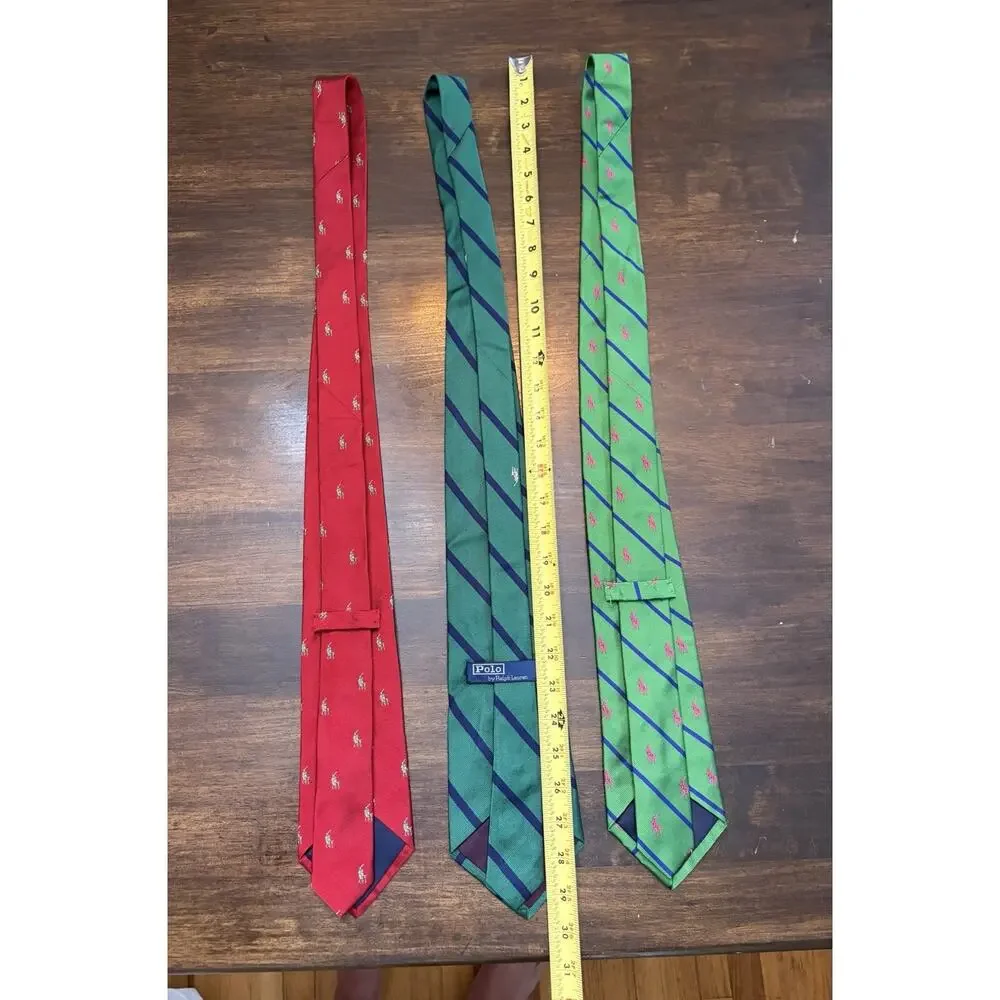 Polo Ralph Lauren Pony Player Rep Silk Neck Ties- Lot Of 3